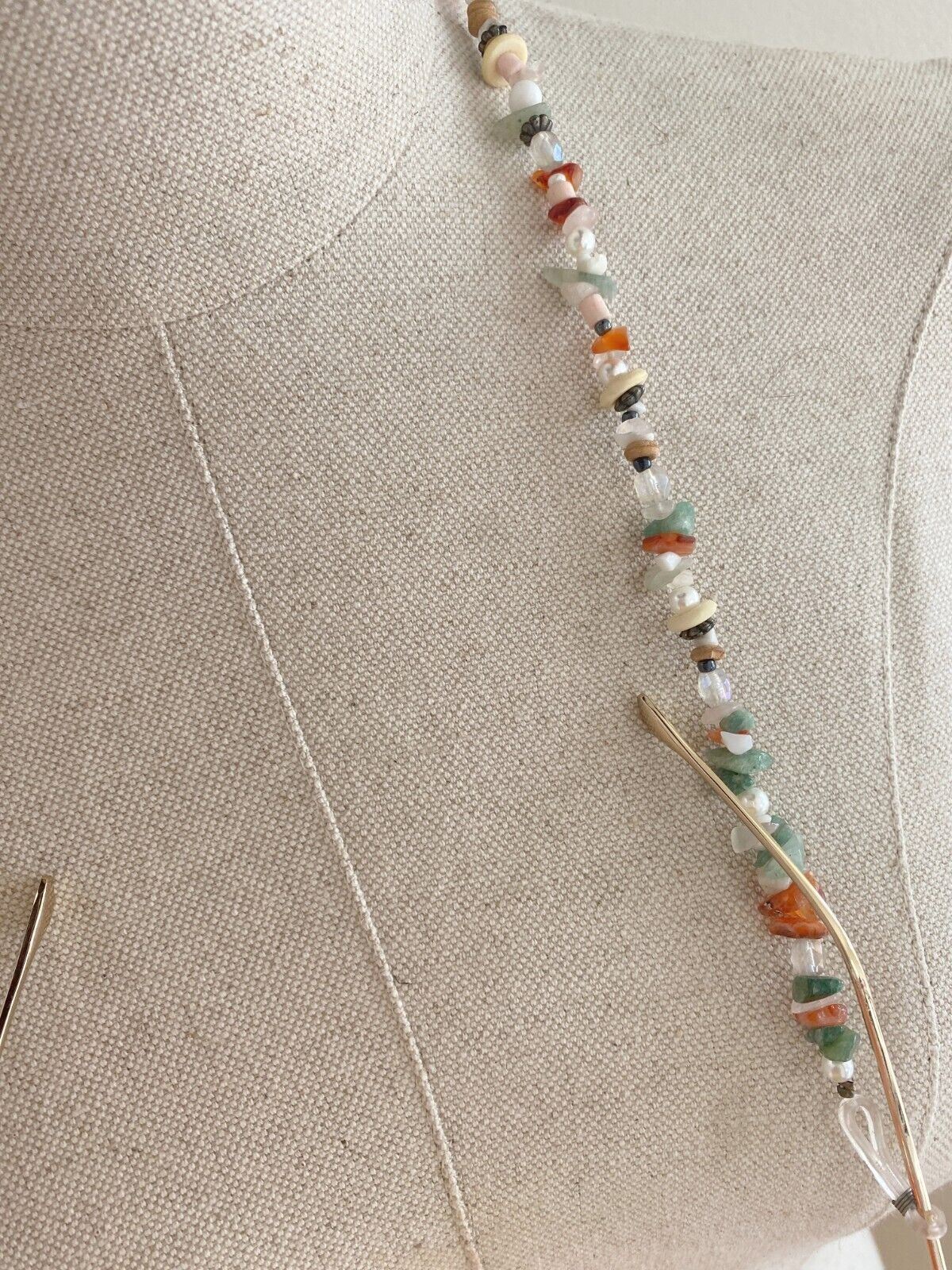 NAKED PEAR Semi Precious Stone Sunglasses / Glasses Chain, Holder, Rose Quartz