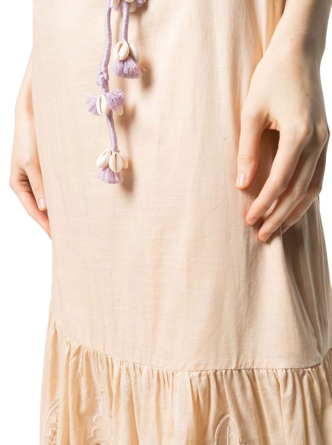 Zimmermann Brighton Scallop Frill Skirt | Taupe/Beige, Rope Belt, High Waisted
