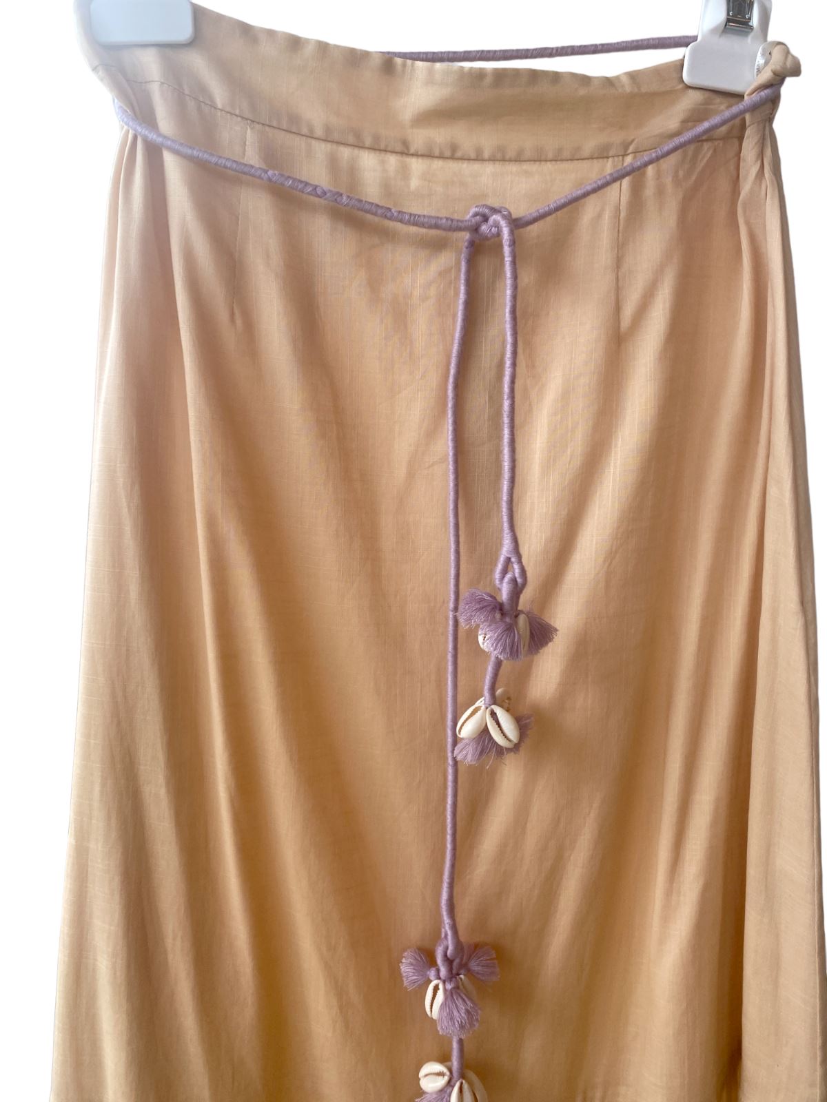 Zimmermann Brighton Scallop Frill Skirt | Taupe/Beige, Rope Belt, High Waisted