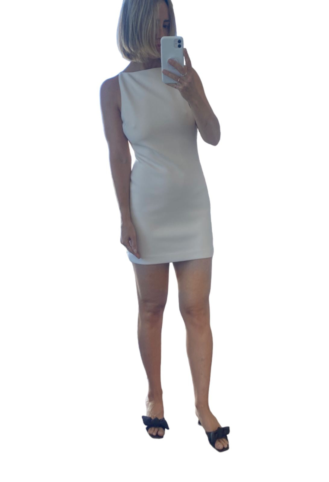 BEC + BRIDGE Raphaela Mini Dress | Vanilla/Off White, Thick & Stretch, Bridal