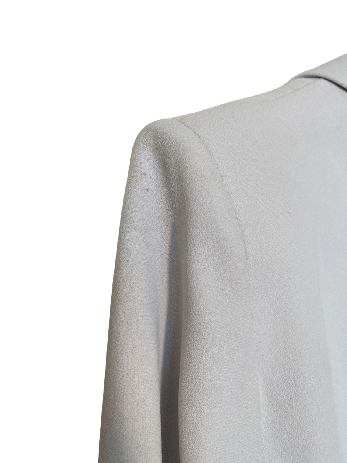 CUE Cut-Out Blazer Dress | Light Grey, Jacket, Shoulder Pads, Pleated, Belted