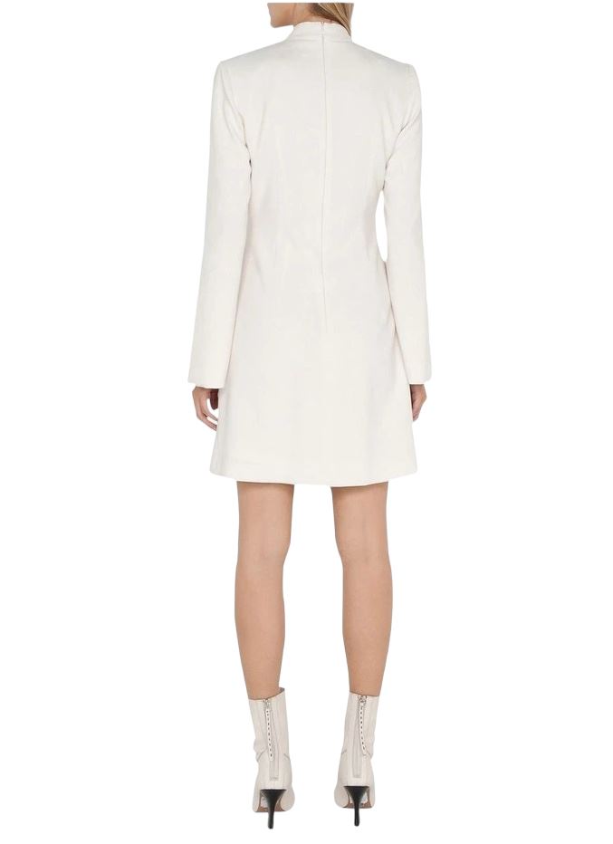 CUE Twist front Blazer Dress | Ivory/White, Split Sleeve, Shoulder Pads, Stretch
