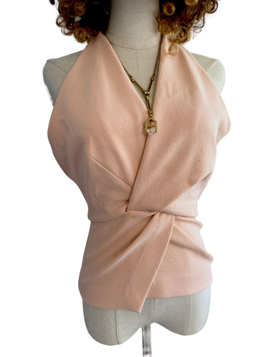 Dion Lee Light Pink Twist Front Top | Halter Neck, Stretch, Open Back, Sz Small