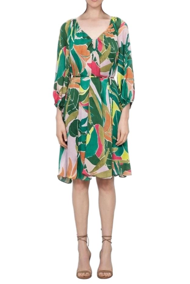 veronika maine green dress Veronika Maine Ivy Deco Leaves Midi Dress