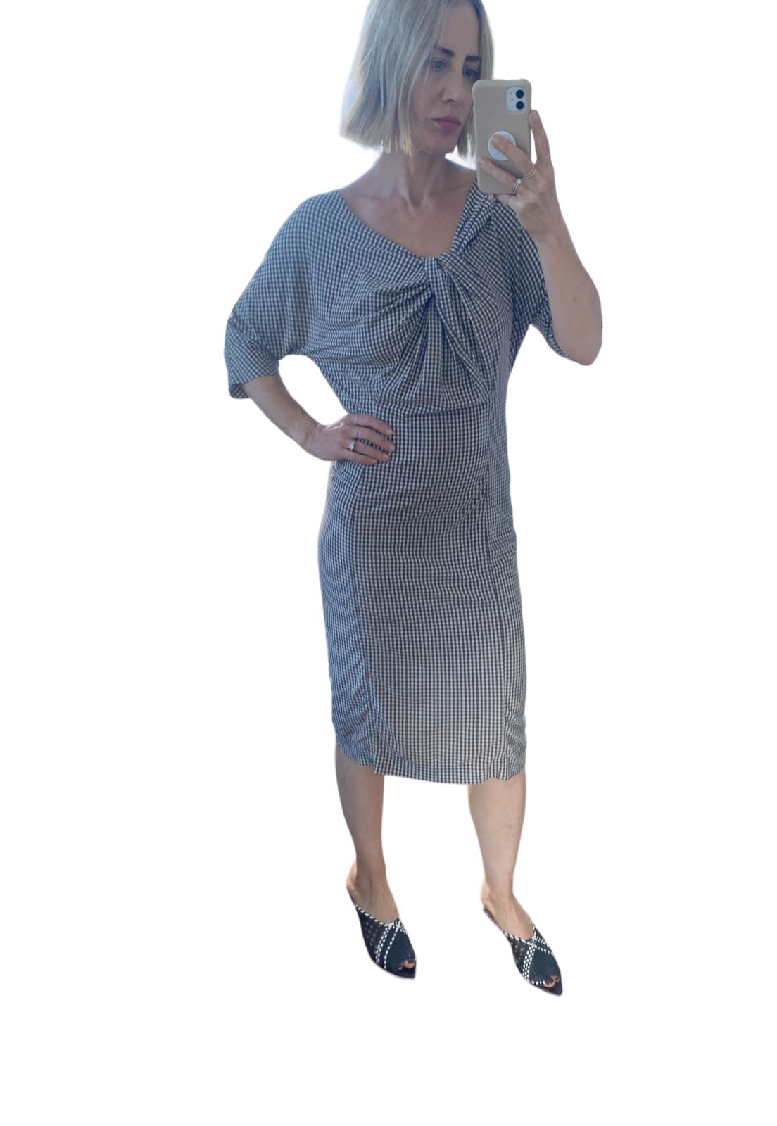 Scanlan Theodore Twist Front Dress | Pencil, Lightweight, STRETCH Fits Sz 8-12