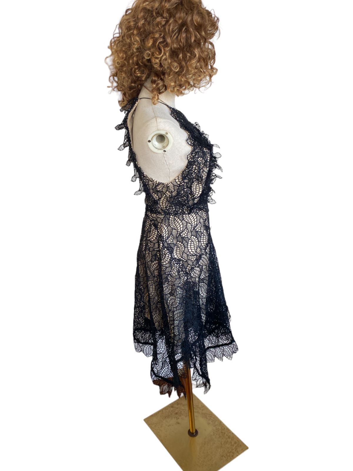 Acler Burton Dress | Black Lace Overlay, Lined, High Neck,