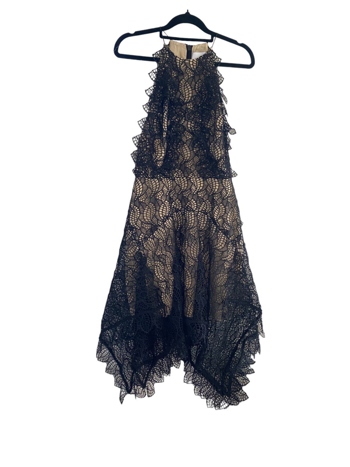 Acler Burton Dress | Black Lace Overlay, Lined, High Neck,