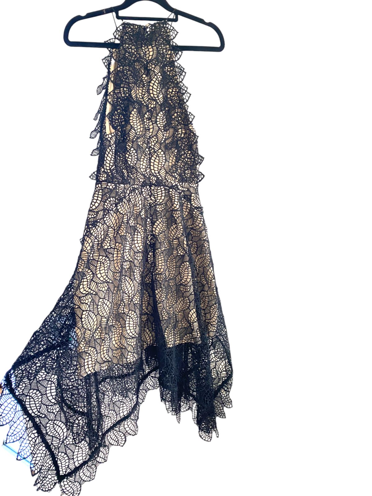 Acler Burton Dress | Black Lace Overlay, Lined, High Neck,