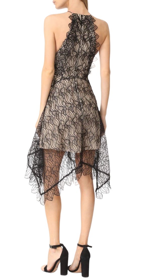 Acler Burton Dress | Black Lace Overlay, Lined, High Neck,