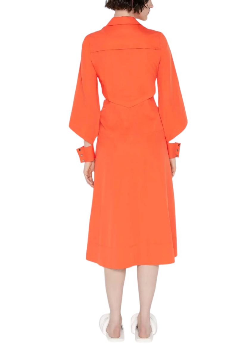 Cue Cut Out Shirt Dress | Orange, Cotton/Modal, Midi, Collared, A-Line, Cuffs