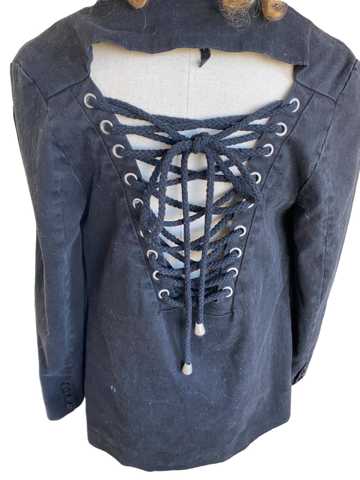 One Teaspoon Black Jacket | Rope Lace Up detail, Stretch| Fits sz 8-12