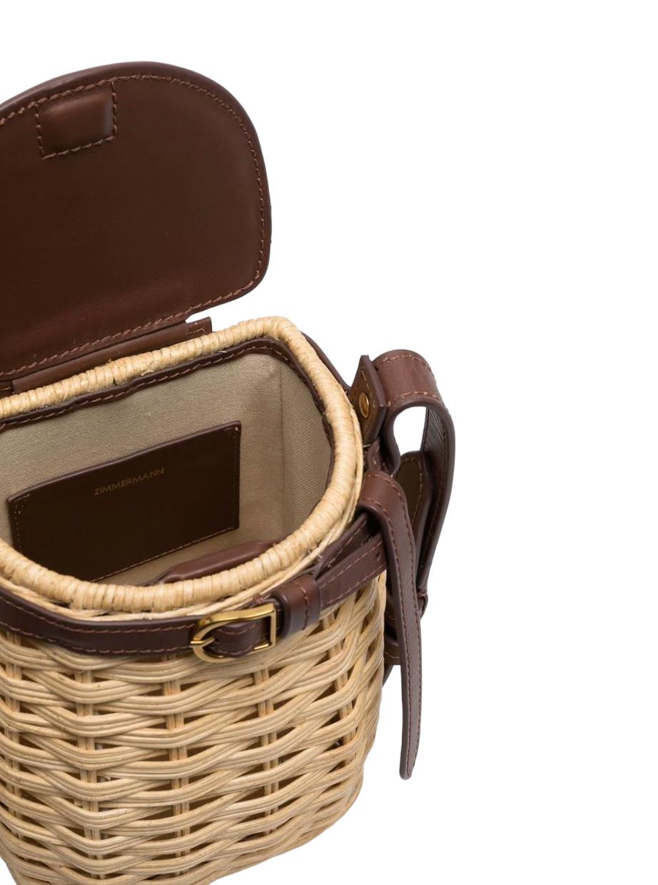 Zimmermann Wicker Cross Body Bag | Leather / Straw, Beige / Brown