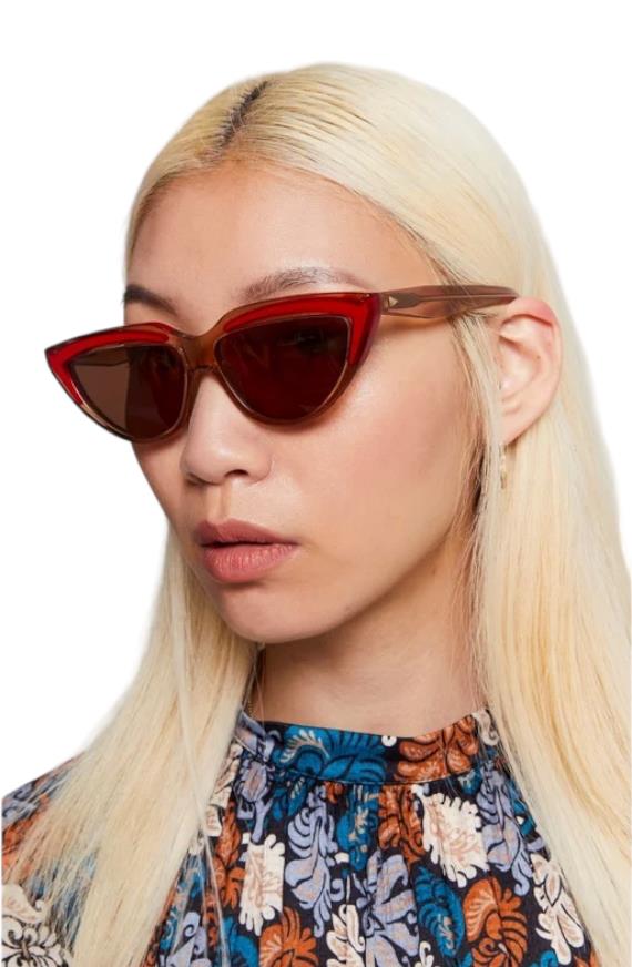 Karen Walker Lash Splash Sunglasses |Clear Wheat/Red, CatEye, Bio-Acetate Frame
