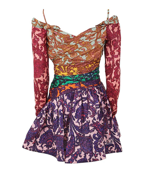 Zimmermann Tiggy Bow Mini Dress | Colourful, Linen, Tiered, Frills, Pompoms