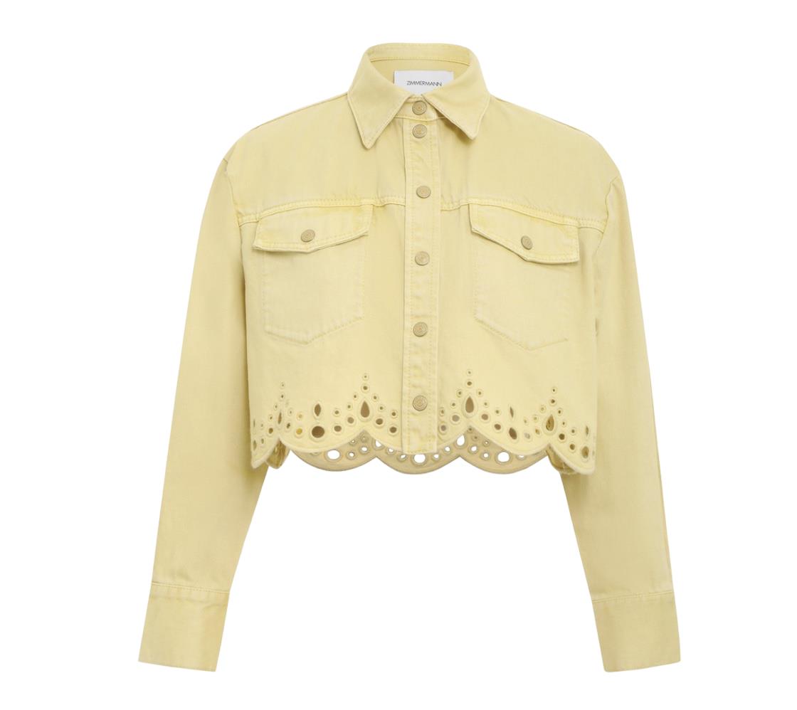 Yellow denim cropped on sale jacket