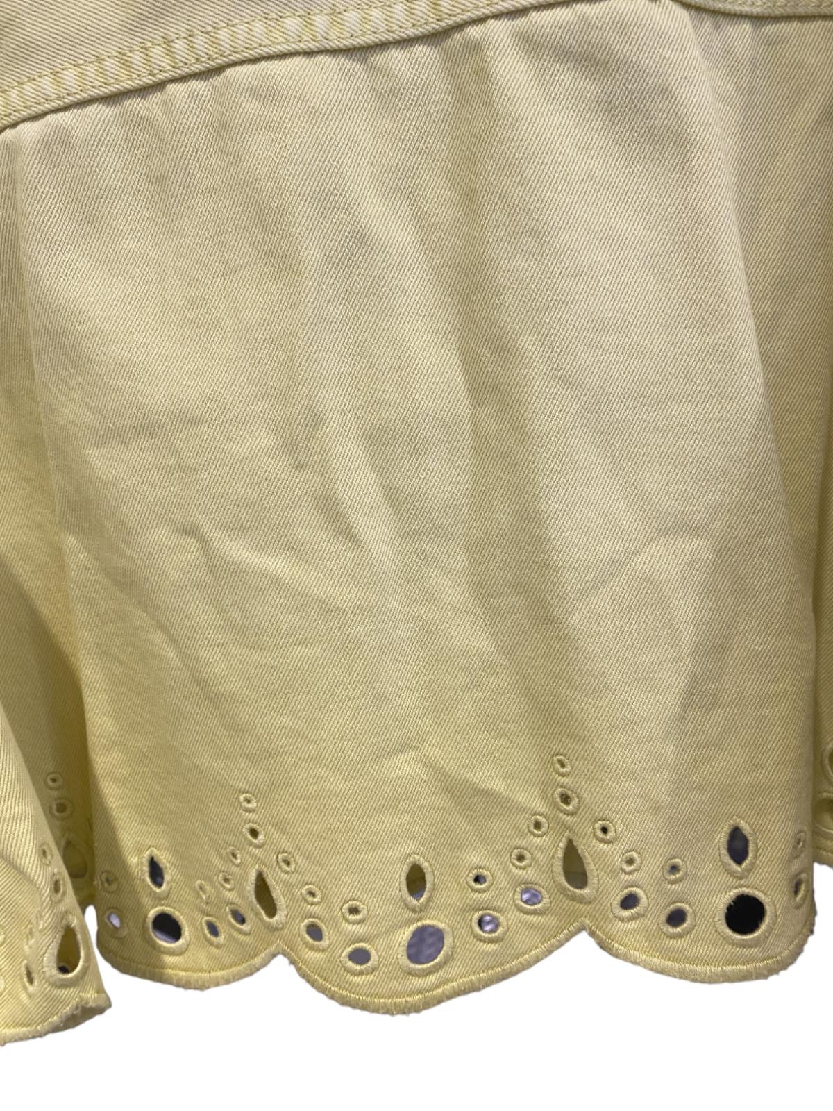 Zimmermann Clover Scallop Shirt Jacket | Pale Yellow, Denim, Cropped