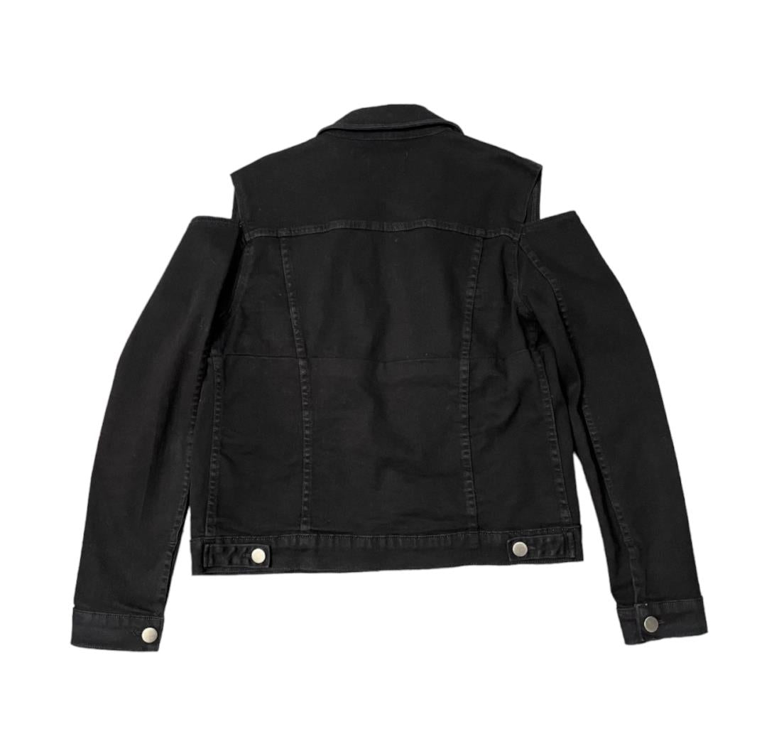 Frame Le Cutout Denim Jacket | Black, Size S, Cold Shoulder, Stretch, Oversized