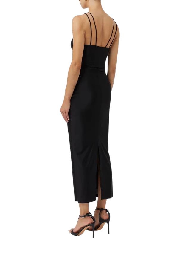 CAMILLA AND MARC Cerise Halter Midi Dress | Black, Stretch, Cut Out, Ruched
