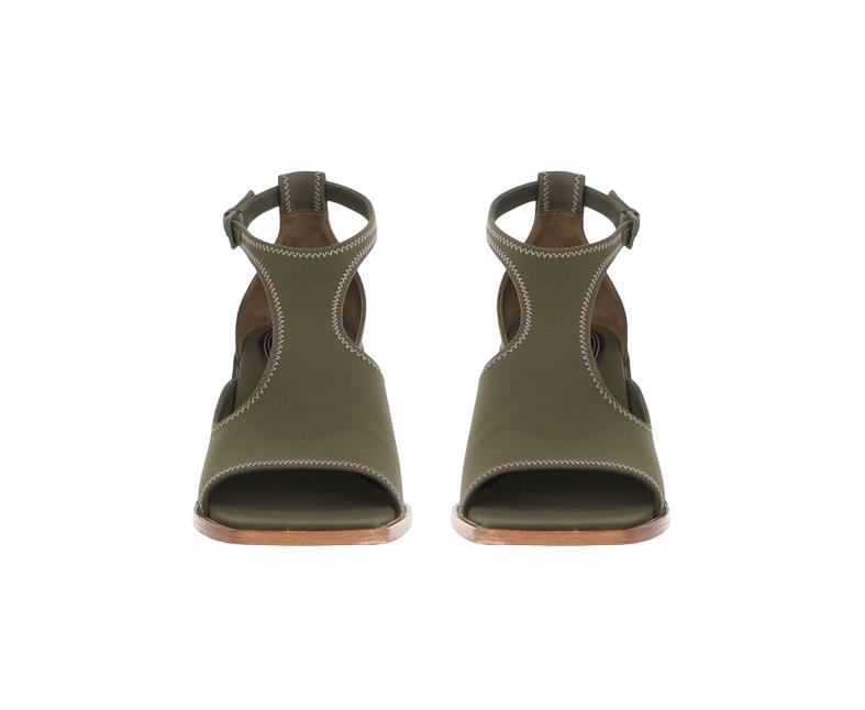 Zimmermann Scuba Sandal 65 | Heeled, Olive/ Khaki Neoprene/Leather sole ,Kitten