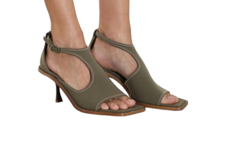 Zimmermann Scuba Sandal 65 | Heeled, Olive/ Khaki Neoprene/Leather sole ,Kitten