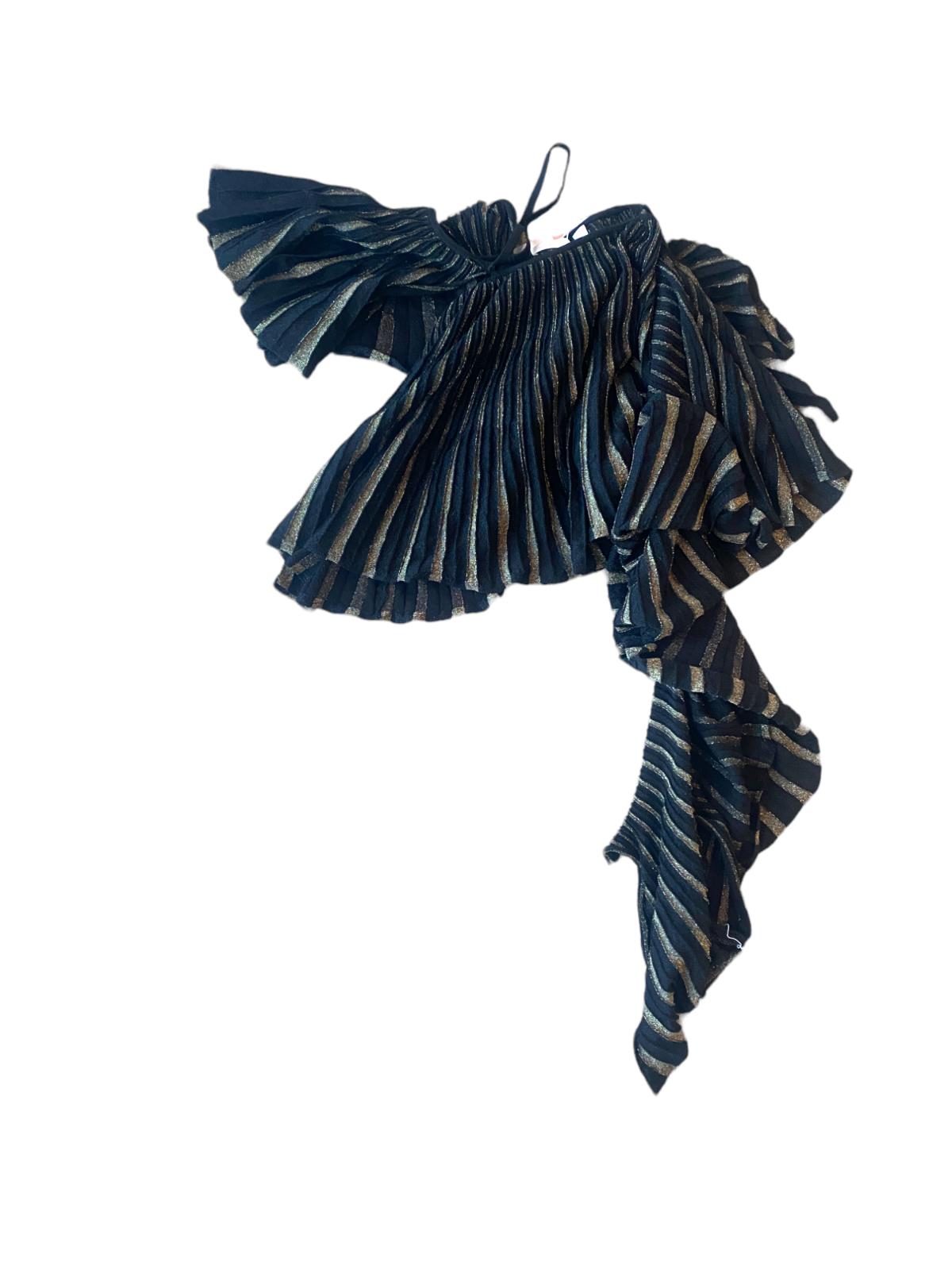 Sass & Bide Fiesta Barcelona Top | Sz L, Black/Gold, Off/One Shoulder, Festival