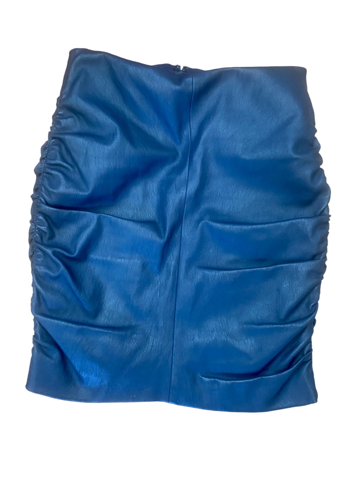 Scanlan Theodore French Leather Skirt | Midi/Mini, Stretch, Ruched Sides, Pencil
