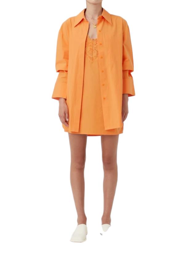 CAMILLA AND MARC Sable Mini Dress | Persimmon/Orange, Cotton, Lace Trim, Slip