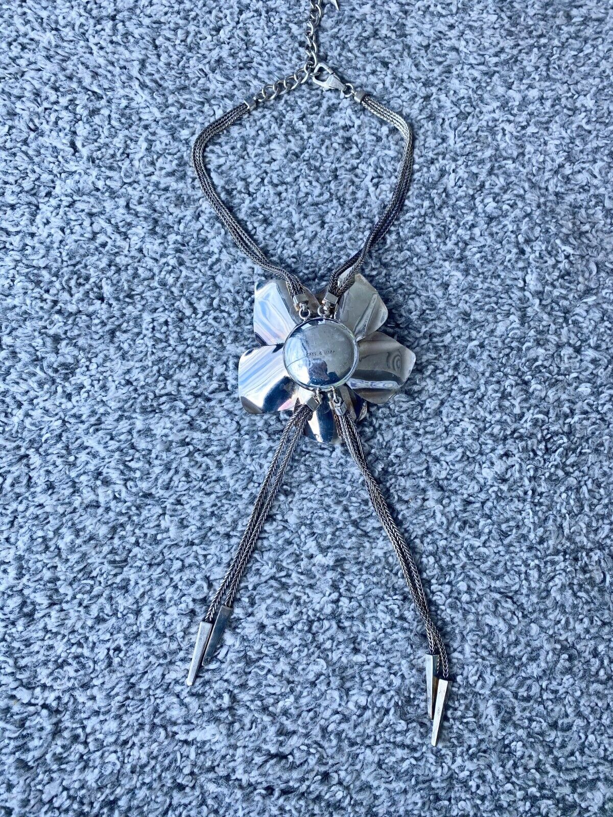 Sass & Bide Camelia Flower Necklace/Choker | RARE Hand Made, Adjustable, Silver