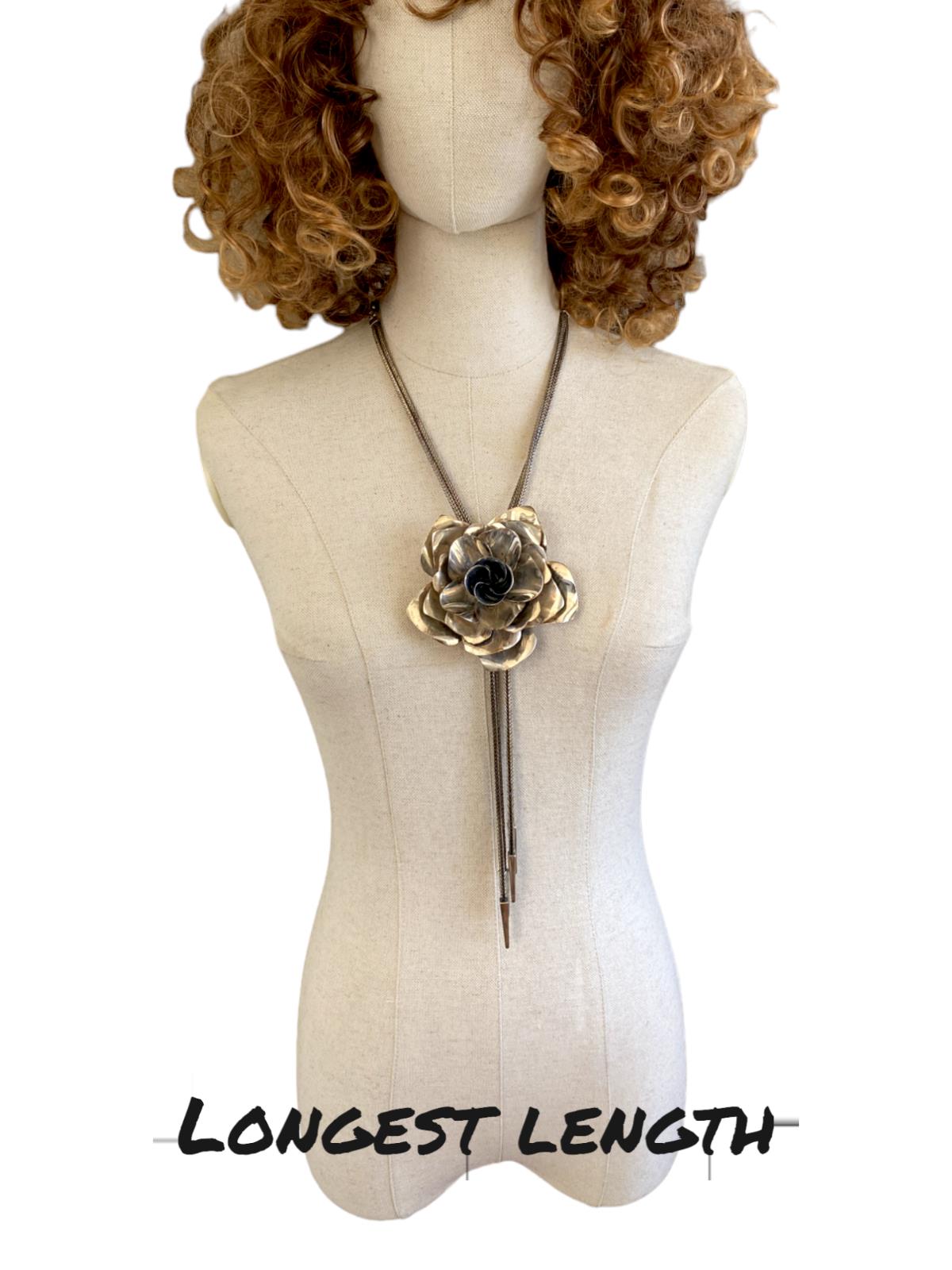 Sass & Bide Camelia Flower Necklace/Choker | RARE Hand Made, Adjustable, Silver
