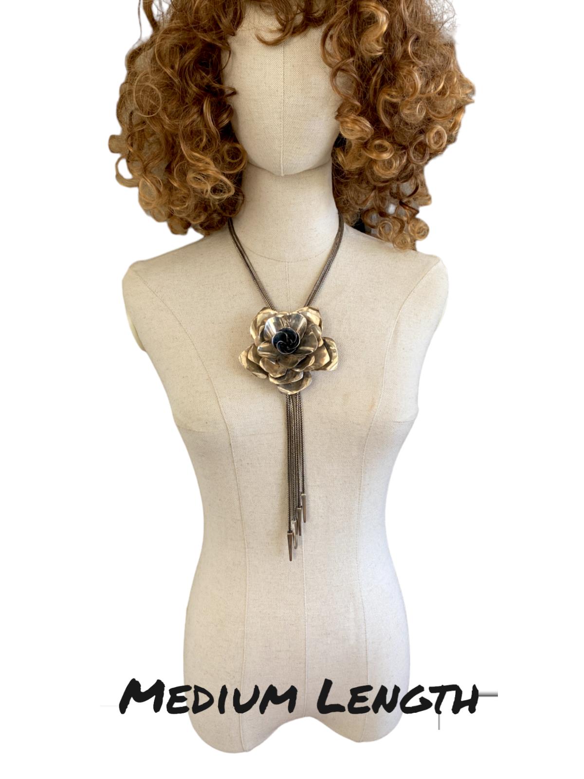 Sass & Bide Camelia Flower Necklace/Choker | RARE Hand Made, Adjustable, Silver