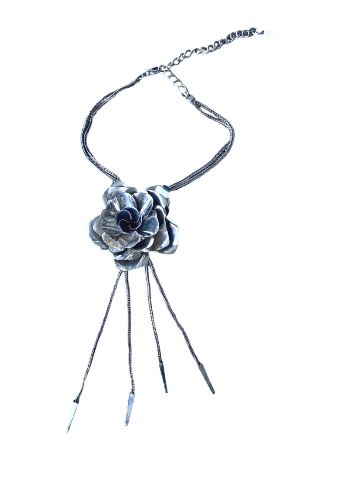 Sass & Bide Camelia Flower Necklace/Choker | RARE Hand Made, Adjustable, Silver
