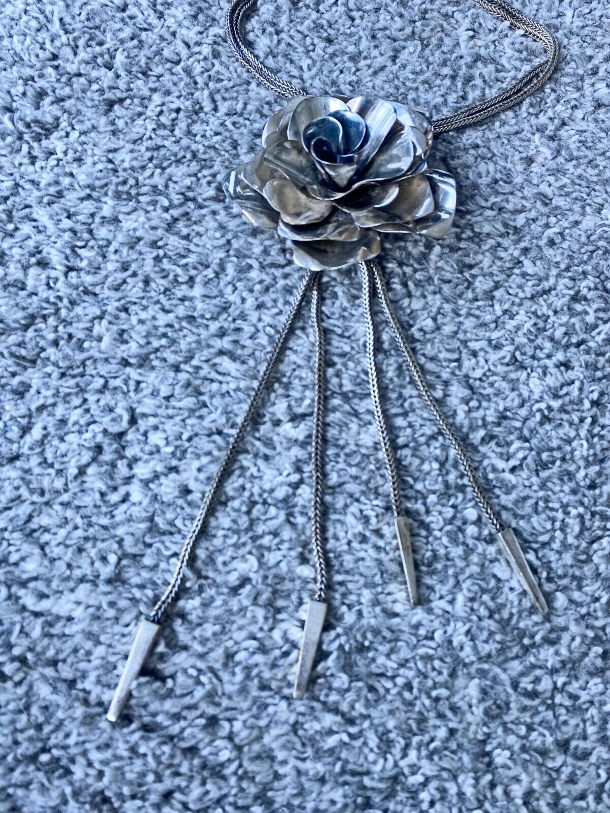 Sass & Bide Camelia Flower Necklace/Choker | RARE Hand Made, Adjustable, Silver