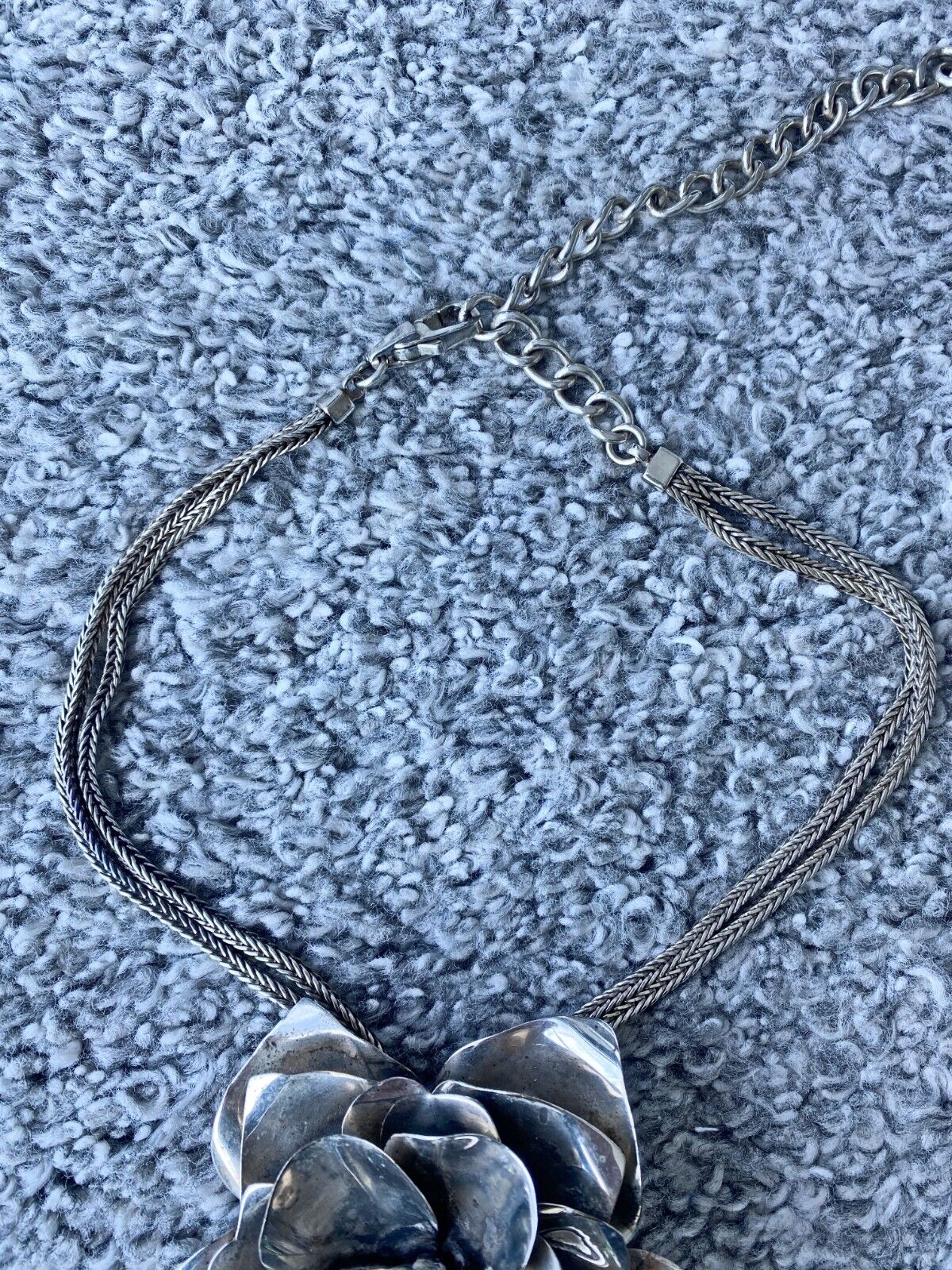 Sass & Bide Camelia Flower Necklace/Choker | RARE Hand Made, Adjustable, Silver