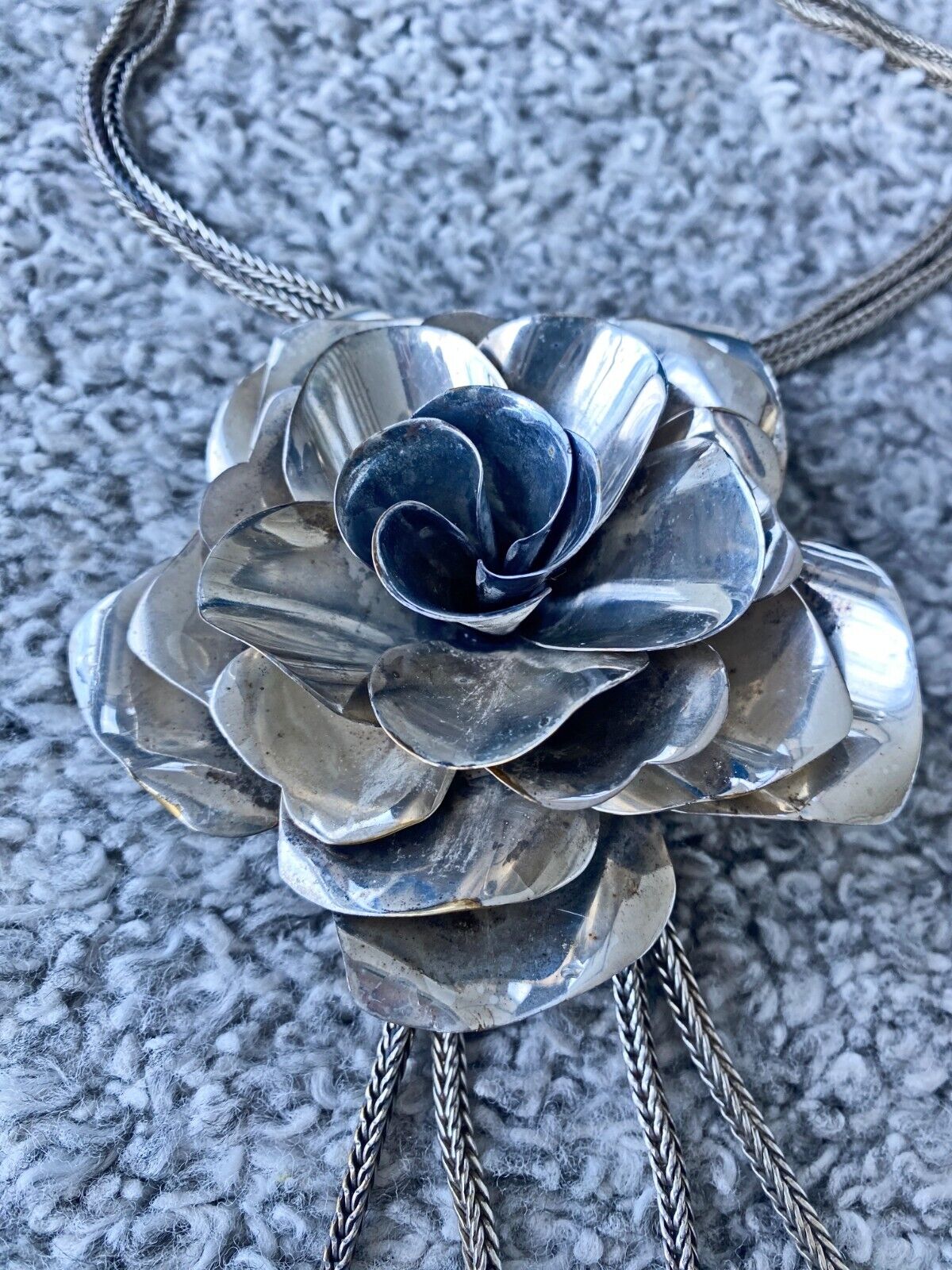 Sass & Bide Camelia Flower Necklace/Choker | RARE Hand Made, Adjustable, Silver