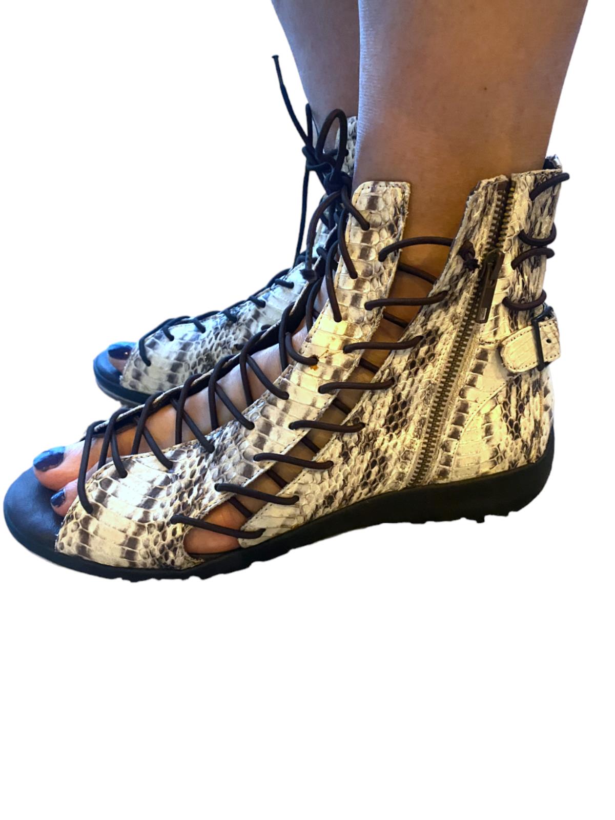 Snakeskin tie best sale up sandals