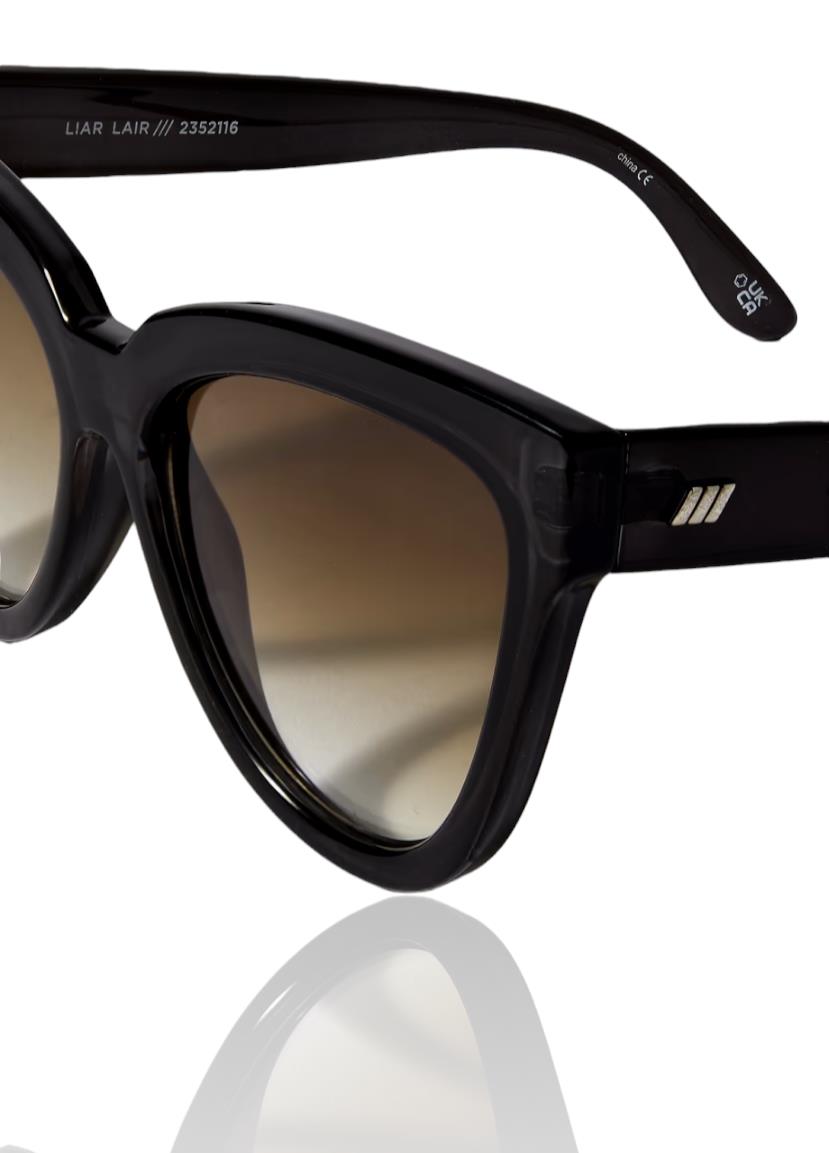 Le Specs LIAR LIAR Sunglasses | Charcoal/Black Cats Eye, Oversized, Eco Friendly