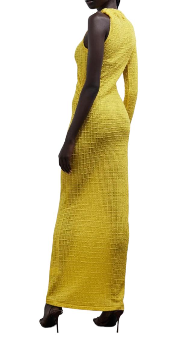 CAMILLA AND MARC Cypress Midi Dress | One Shoulder, Stretch, Yellow, Asymmetric