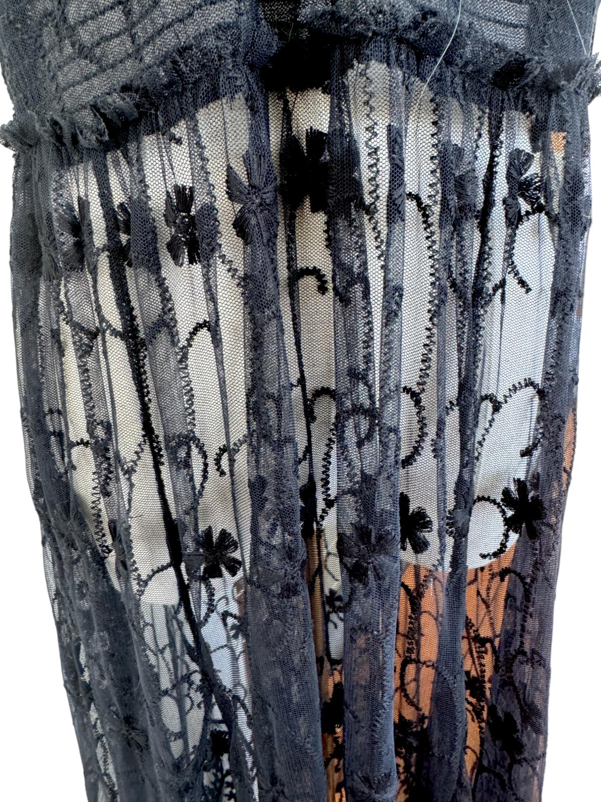 Free People Strapless Lace Stretch Dress | Black, Sz M, Sheer, Festival, Boho