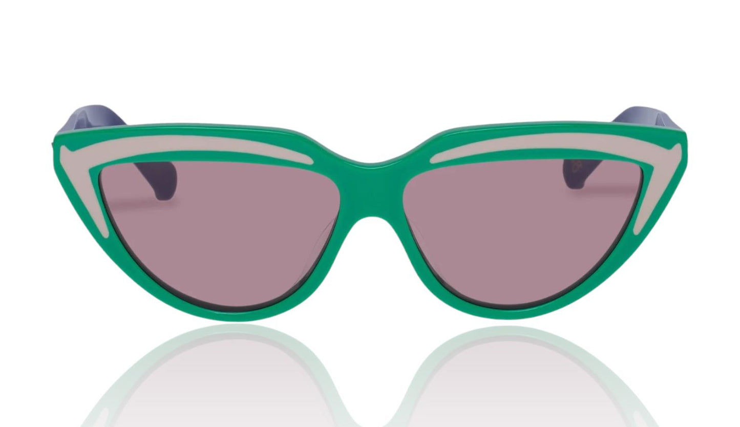 Karen Walker Lash Splash Sunglasses | Green/Purple CatEye, Bio-Acetate Frame