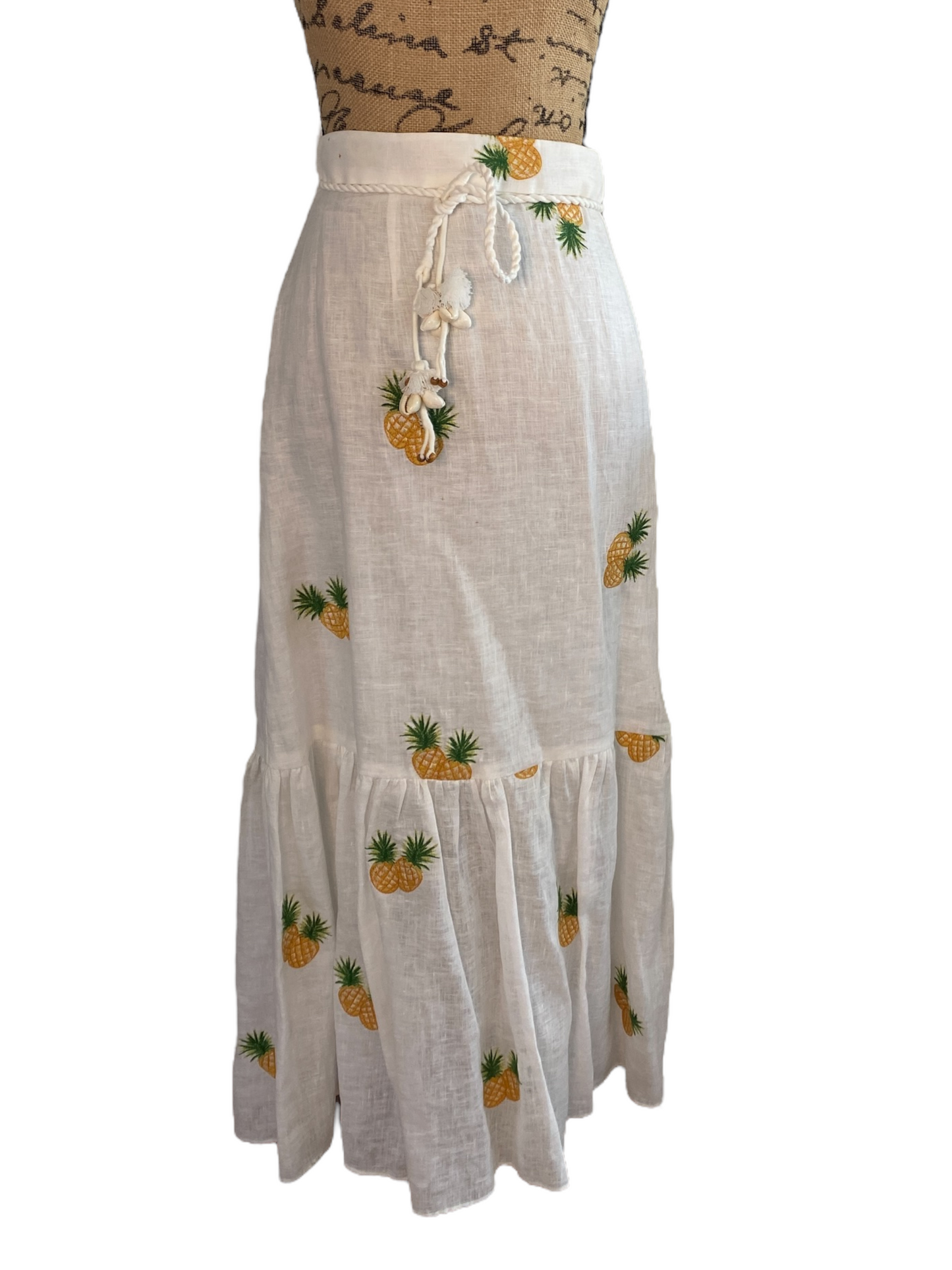 Zimmermann Riders Frill Hem Skirt | Pineapple Embroided, Belt, High Waist, Linen