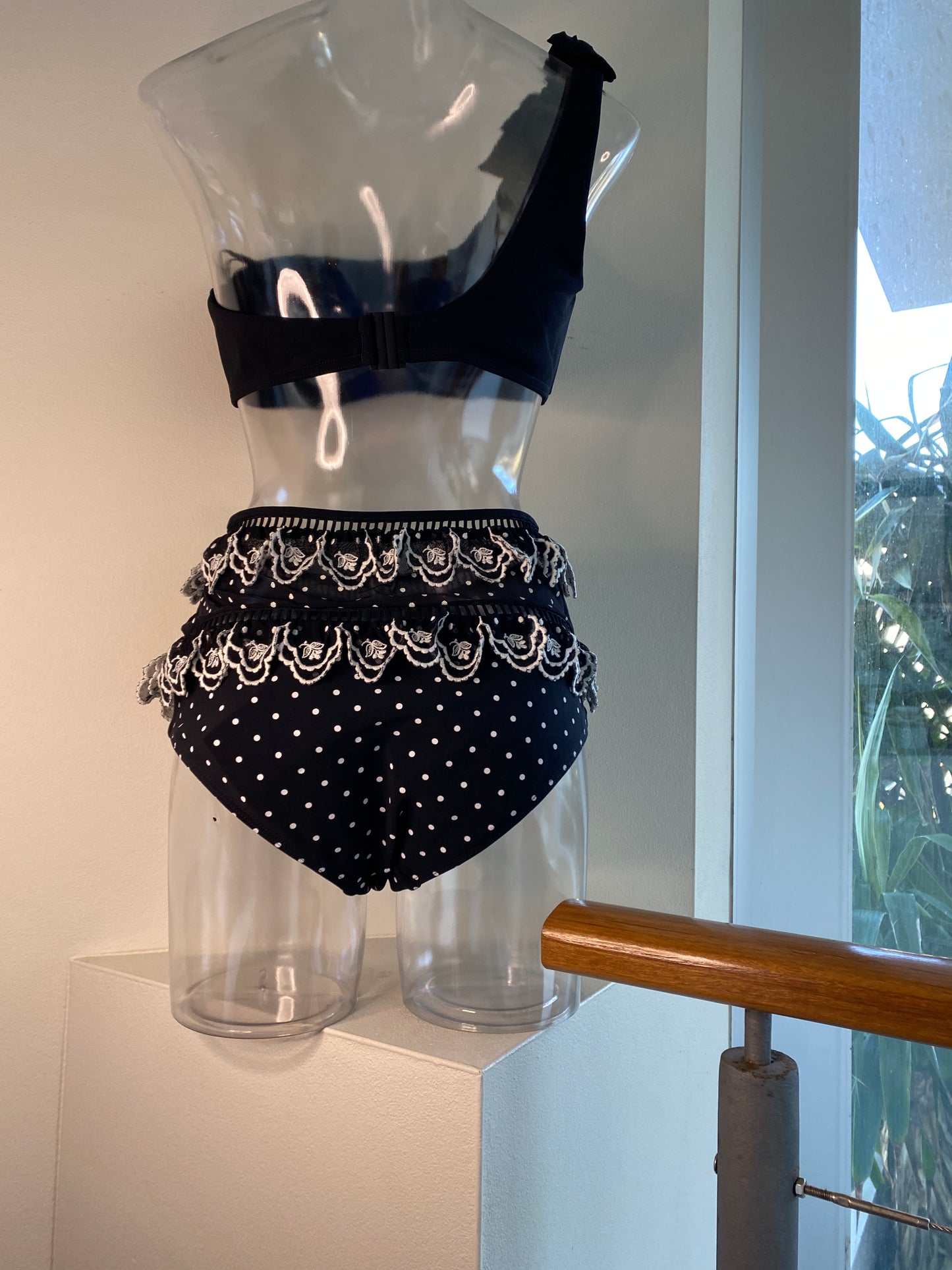 Zimmermann Jaya Scallop High Pant | Mesh, Embroidery, Polka Dot, Black / White