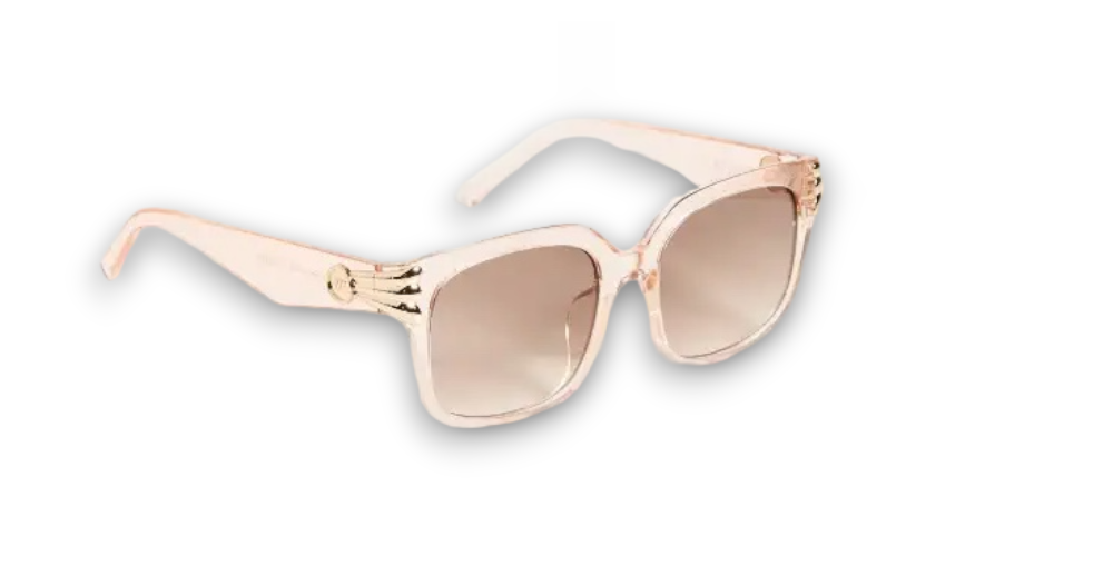Le Specs Shell Shocked Sunglasses | Pink Champagne, Clear Acetate, Square, Gold