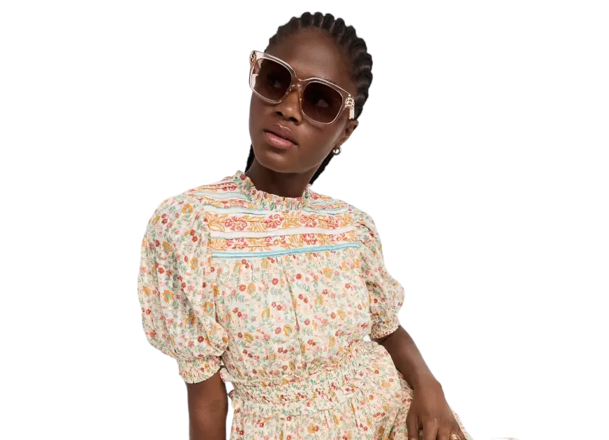 Le Specs Shell Shocked Sunglasses | Pink Champagne, Clear Acetate, Square, Gold