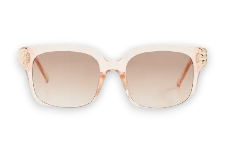 Le Specs Shell Shocked Sunglasses | Pink Champagne, Clear Acetate, Square, Gold