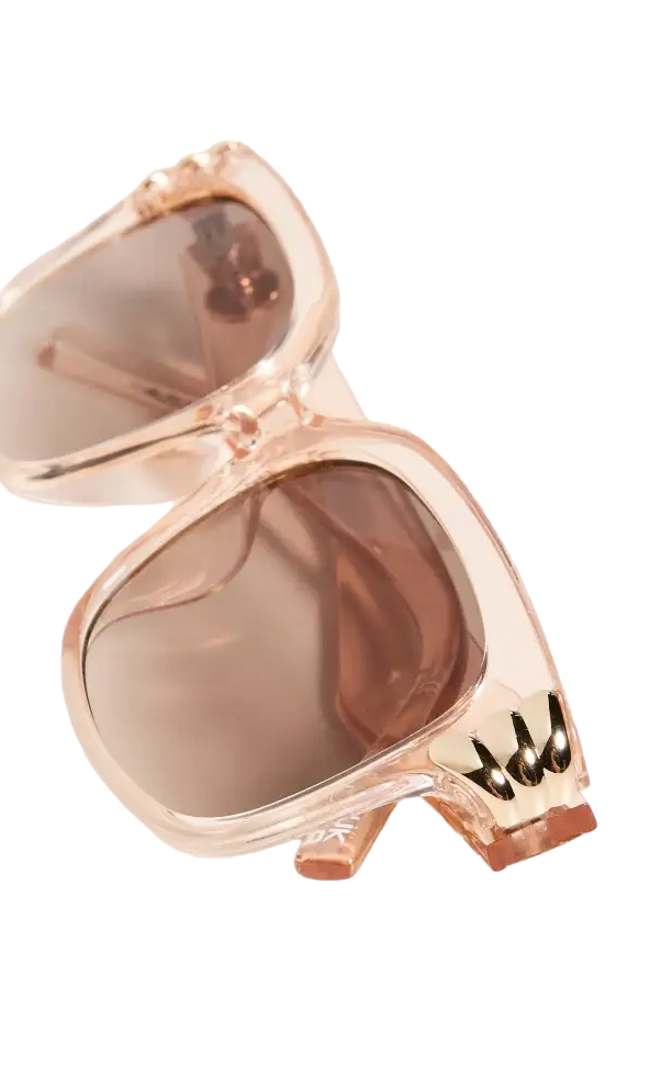Le Specs Shell Shocked Sunglasses | Pink Champagne, Clear Acetate, Square, Gold