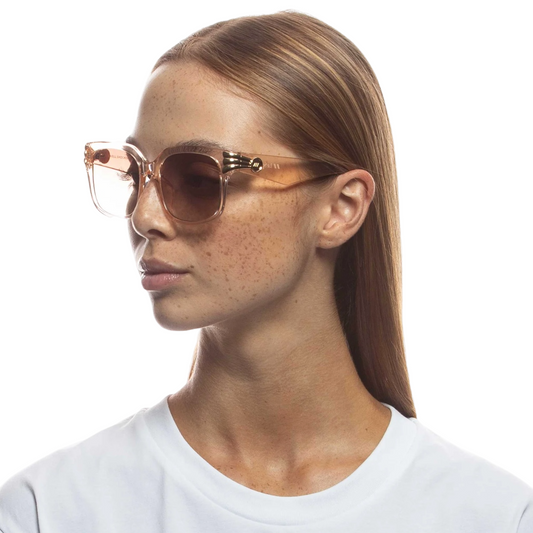 Le Specs Shell Shocked Sunglasses | Pink Champagne, Clear Acetate, Square, Gold