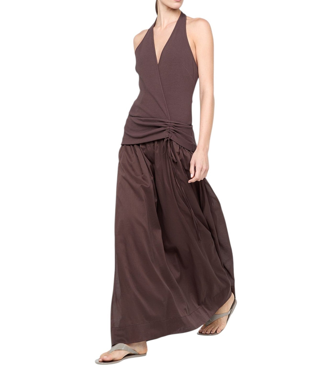 BEC + BRIDGE Sabrine Halter Maxi Dress | Sz 8 AU, Chocolate Brown, Stretch