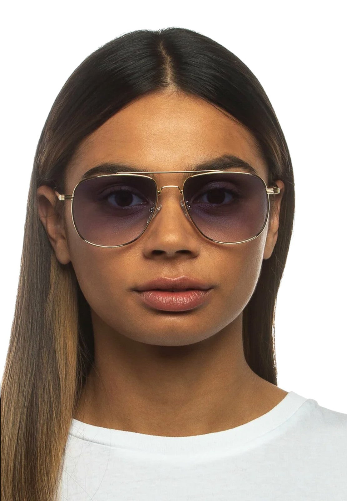 Le Specs The Charmer Sunglasses | Gold Metal, Aviator, Blue Gradient Lenses,