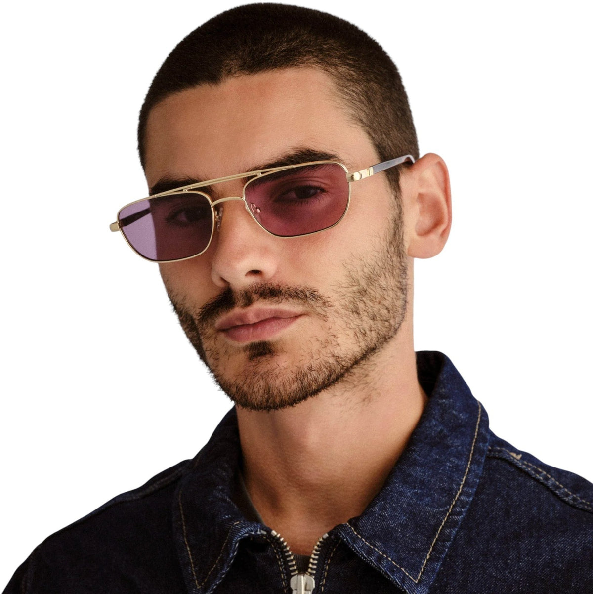Le Specs Le Mimi Sunglasses | Gold Frame, Violet/Purple Tint, Modern Aviator
