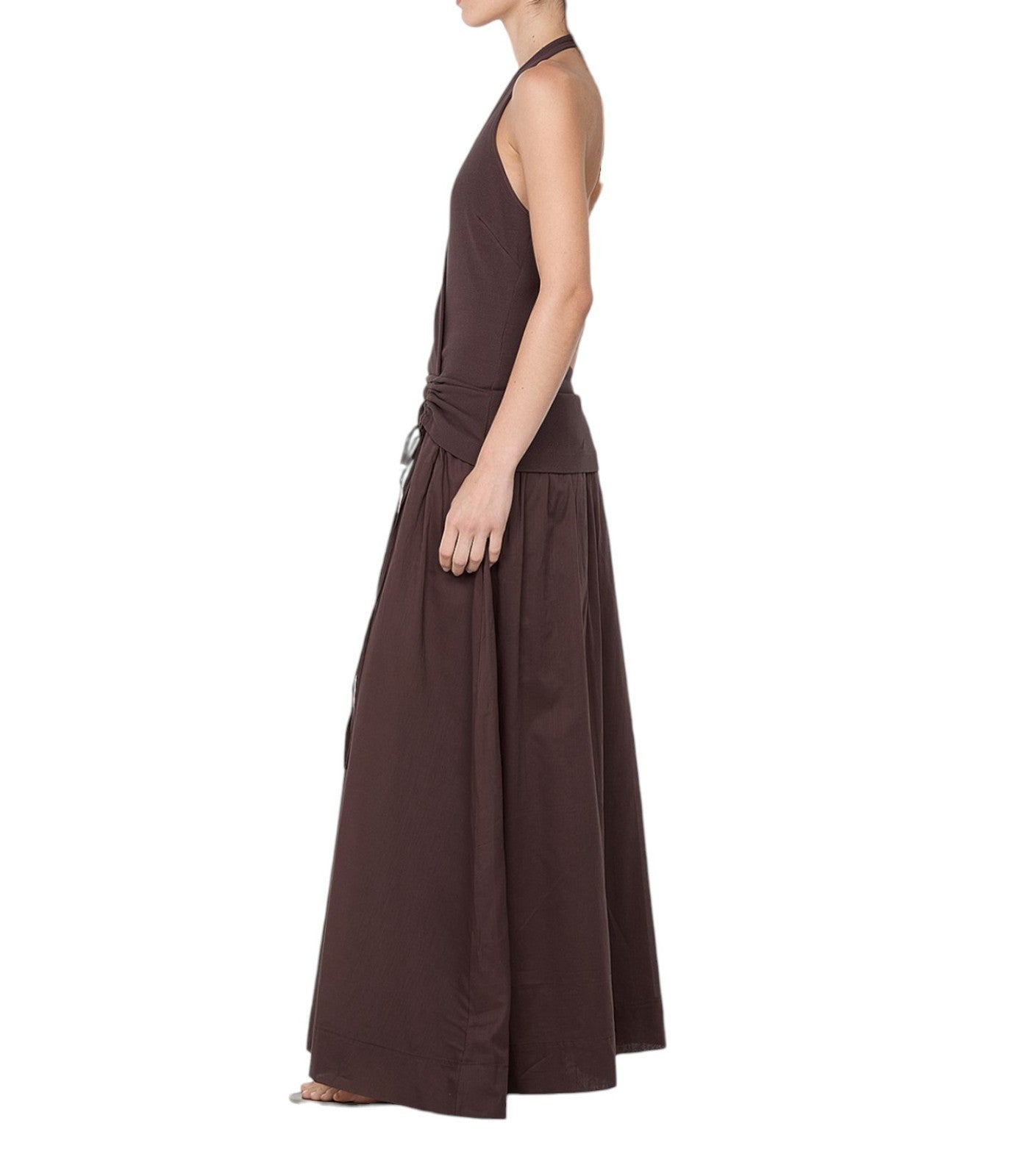 BEC + BRIDGE Sabrine Halter Maxi Dress | Sz 8 AU, Chocolate Brown, Stretch